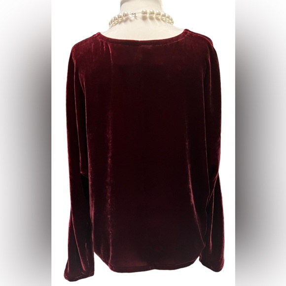 NWT Eileen Fisher Women's Deep Claret Velvet V Neck Top Dolman Sleeve - Picture 7 of 10